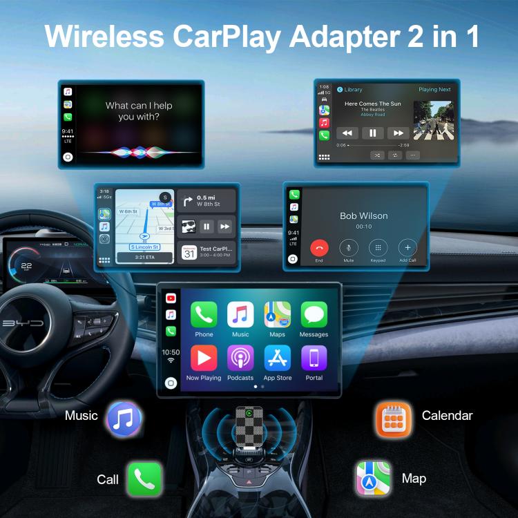 2 in 1 mini USB Wired to Wireless Car CarPlay / Android Auto Box Adapter, mini (Gold), mini (Silver)