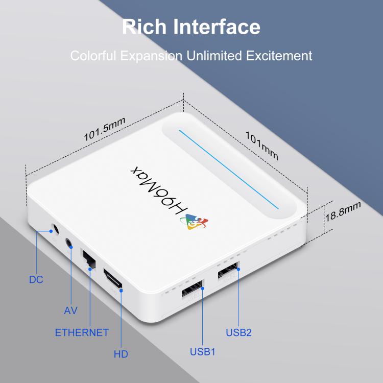 H96 Max H618 Plus Android 14.0 Smart TV Box, Allwinner H618 Quad-core ARM Cortex-A53