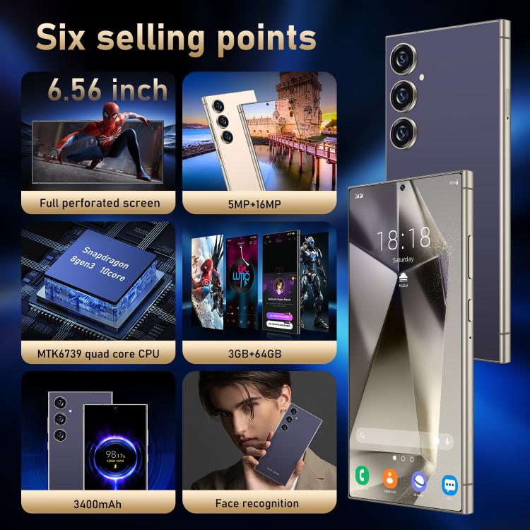 C24 Pro / S3-3، 3 جيجابايت + 64 جيجابايت، 6.56 بوصة، أندرويد 10، MTK6739 رباعي النواة، الشبكة: 4G، شريحتي اتصال، قابس الاتحاد الأوروبي، قابس الولايات المتحدة، قابس المملكة المتحدة، قابس أستراليا