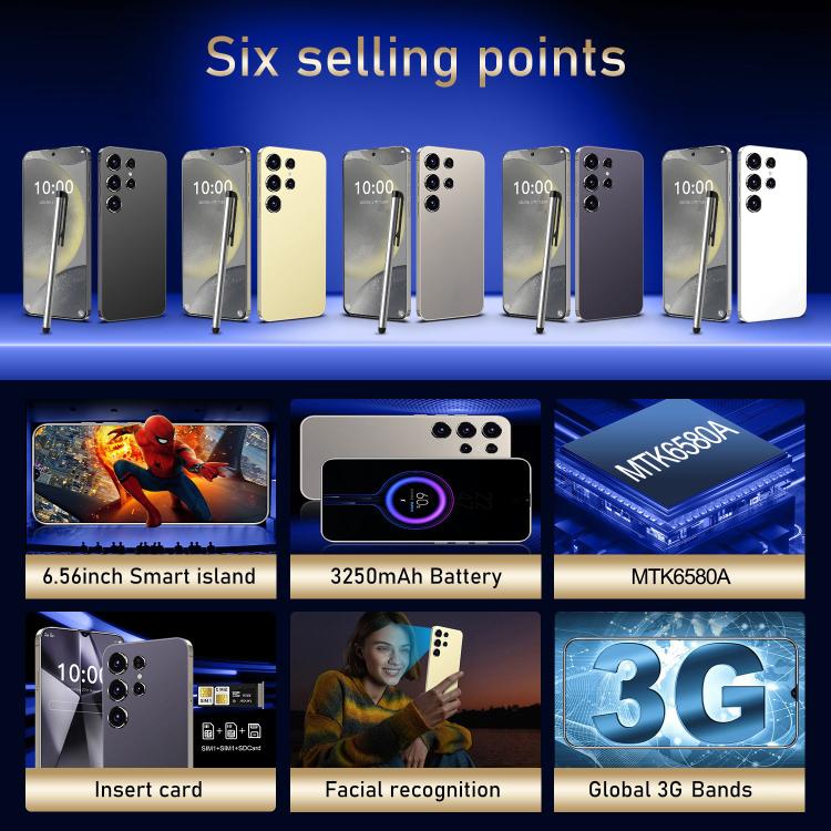 S24 Ultra / ZKU213، 2 جيجابايت + 16 جيجابايت، 6.56 بوصة، أندرويد 8.1 MTK6580A رباعي النواة، الشبكة: 3G، شريحتي اتصال، قابس الاتحاد الأوروبي، قابس الولايات المتحدة، قابس المملكة المتحدة، قابس أستراليا