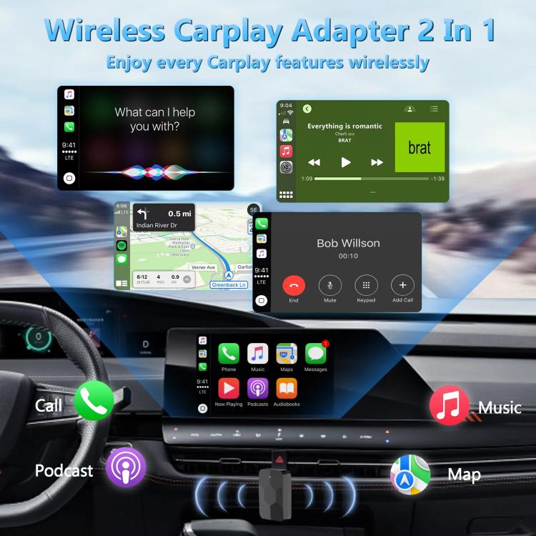 2 in 1 USB Wired to Wireless Car CarPlay / Android Auto Box Adapter