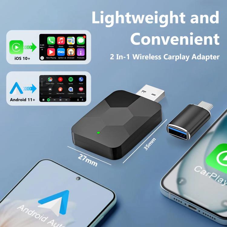 2 in 1 USB Wired to Wireless Car CarPlay / Android Auto Box Adapter