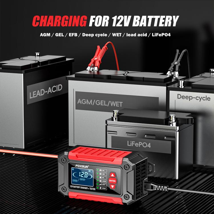 FOXSUR FTC-1206 2 in 1 12V Charging Tester Integrated Machine Car Motorcycle Battery Charger Tester