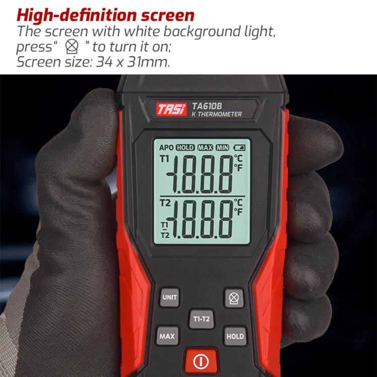TRSI TA610A Industrial Handheld K-Type Thermocouple Thermometer, Single Channel, without Ambient Temperature