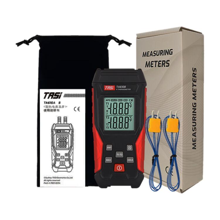 TRSI TA610B Industrial Handheld K-Type Thermocouple Thermometer, Dual Channel