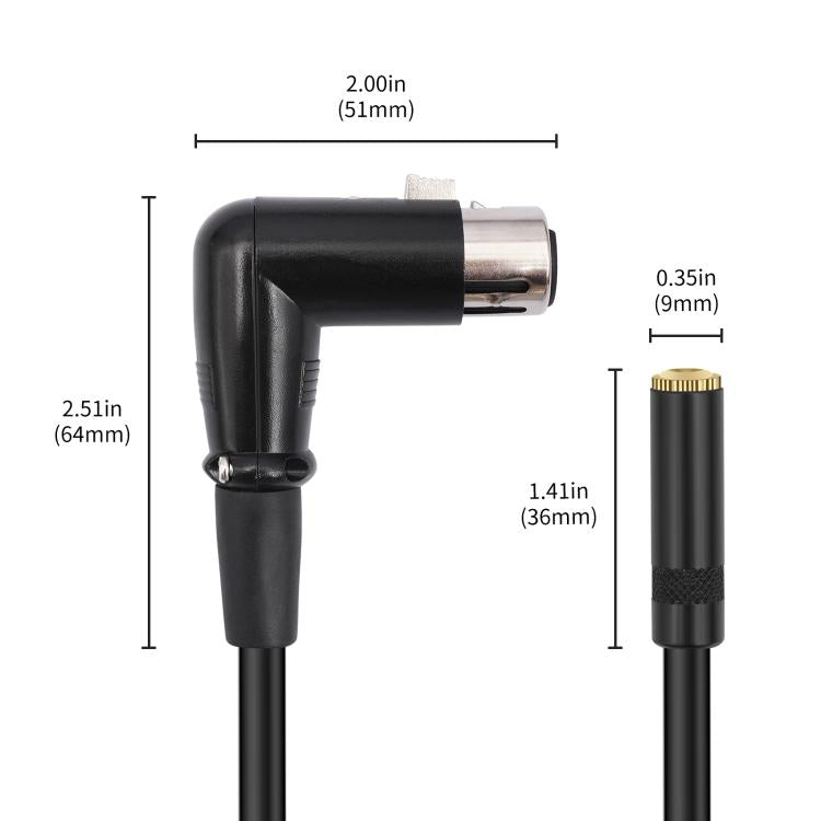 3.5mm Female to XLR Female Elbow Audio Converter Adapter Cable