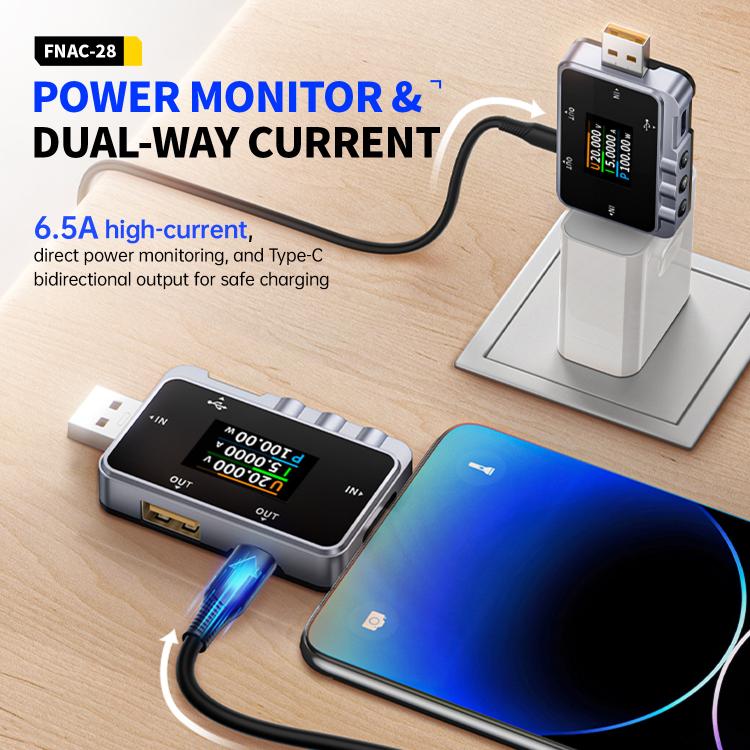Fnirsi FNAC-28 Multi-function Type-C & USB Professional Grade Ripple Monitoring Tester