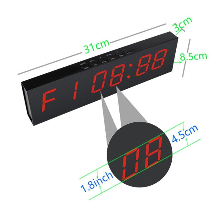 KYX--0018 Plastic Shell 1.8 inch 6-digit LED Sports Fitness Multi-function Timer, AU Plug, US Plug, EU Plug, UK Plug
