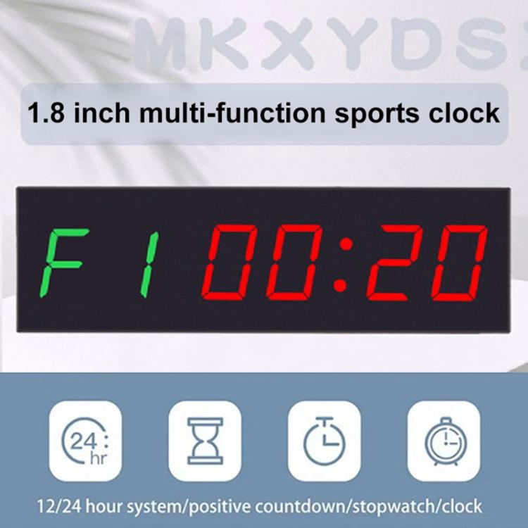 KYX--0018 Plastic Shell 1.8 inch 6-digit LED Sports Fitness Multi-function Timer, AU Plug, US Plug, EU Plug, UK Plug