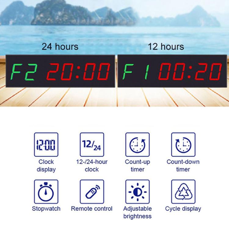 KYX--0018 Plastic Shell 1.8 inch 6-digit LED Sports Fitness Multi-function Timer, AU Plug, US Plug, EU Plug, UK Plug