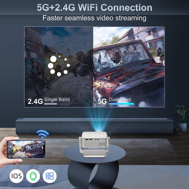Cheerlux C6C Same Screen Version 1280x720P 180ANSI Bluetooth 5.1 Smart Projector, with Gimbal