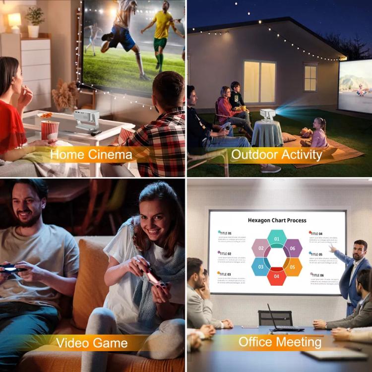 Cheerlux C6C Same Screen Version 1280x720P 180ANSI Bluetooth 5.1 Smart Projector, with Gimbal