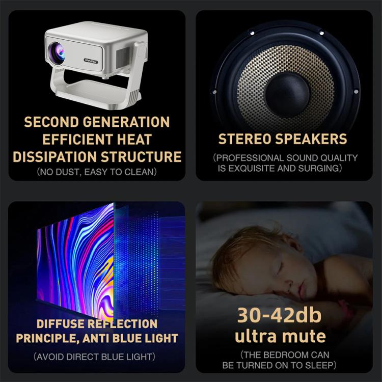 Cheerlux C6C Android Version 1280x720P 180ANSI Bluetooth 5.0 Smart Projector, with Gimbal