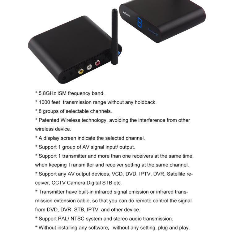 Measy AV530 5.8GHz Wireless Audio / Video Transmitter and Receiver, Distance: 300m