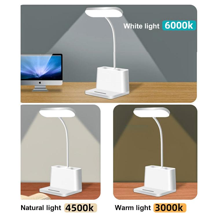 LED 3-color Pen Holder Desk Lamp Smart Voice Control Light