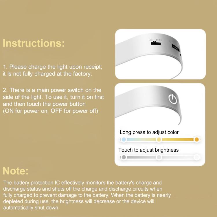 LED Wall Mounted Light USB Charging Dimming Emergency Lamp