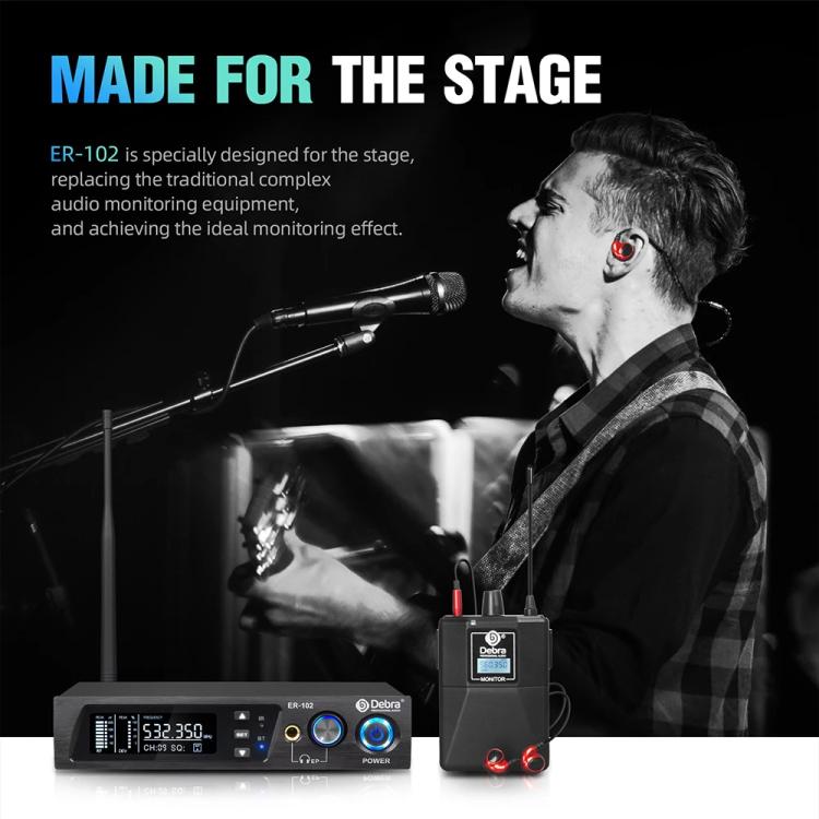 DEBRA ER-102 Wireless Audio Return Monitoring Receiver + Earphones