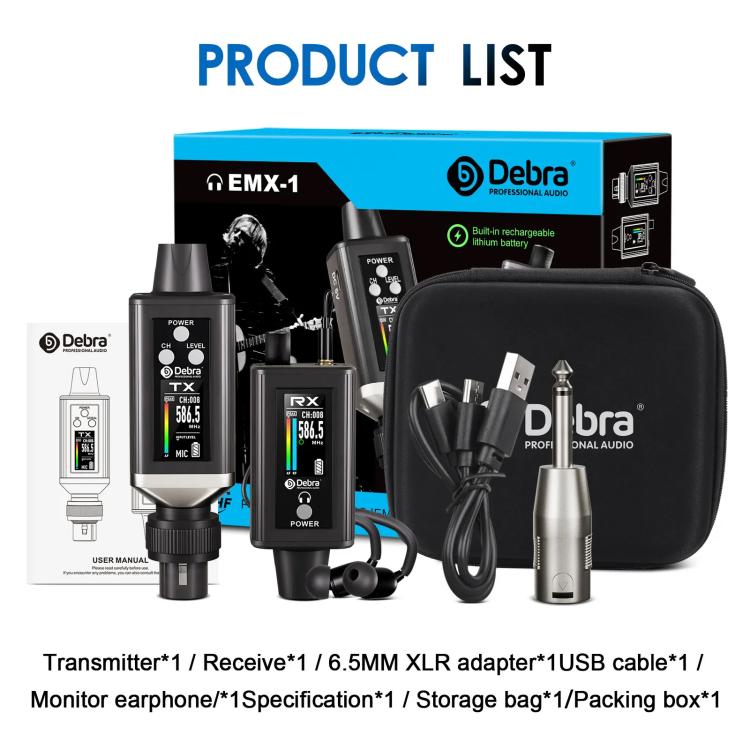 DEBRA EMX-1 XLR Adapter Portable Wireless Monitor System Transmitter & Receiver