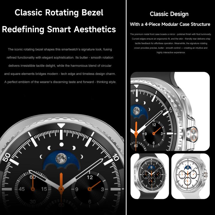 HD8C 1.43 inch BT5.4 Rotate Dial Smart Watch, Support Bluetooth Call / Sleep / Blood Oxygen / Heart Rate / Blood Pressure Health Monitor
