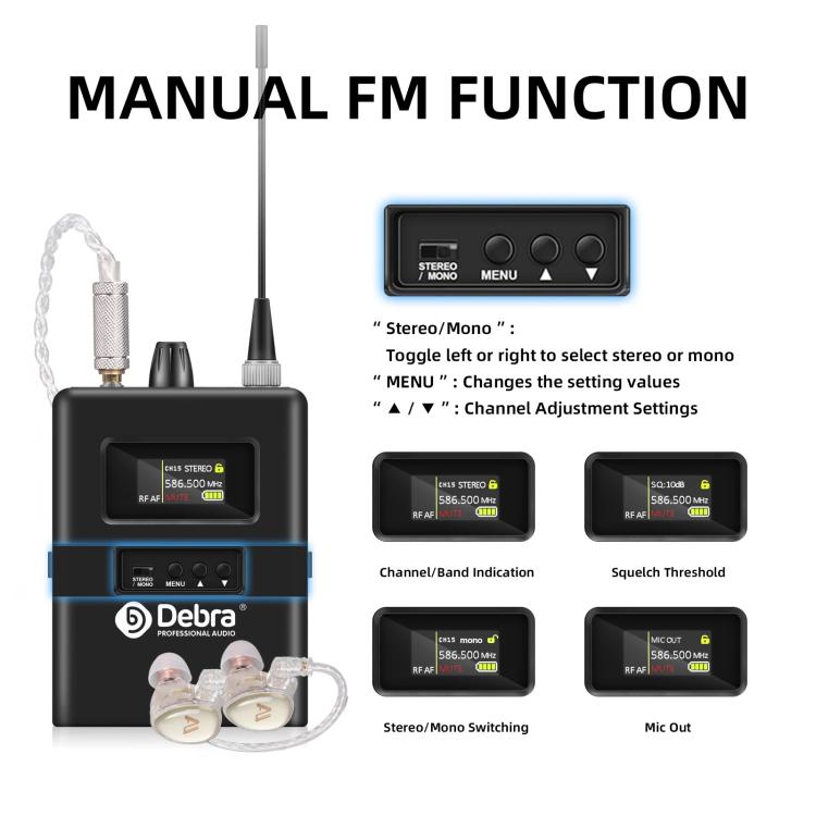 DEBRA SW-1 Professional Stage Wireless Stereo Monitor System with One Receivers