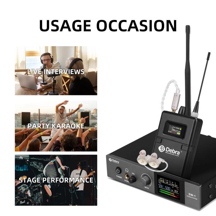 DEBRA SW-1 Professional Stage Wireless Stereo Monitor System with One Receivers