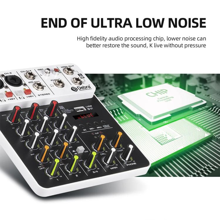 DEBRA V4 4-Channels Audio Mixer with Reverb Sound Card for Live Streaming