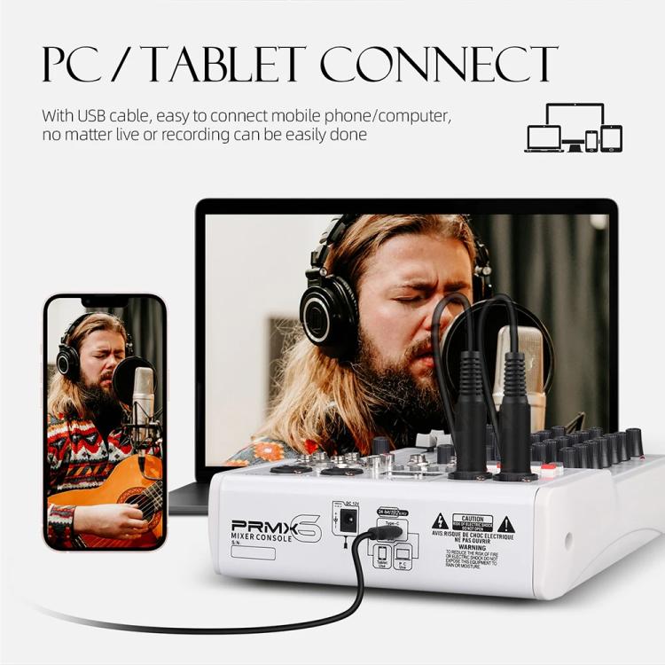 DEBRA PRMX-6 4-Channels Audio Mixer DSP Reverb for Live Recording