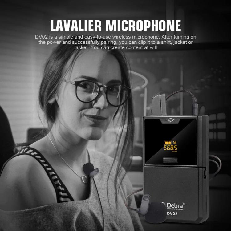 DEBRA DV-01 Wireless Lavalier Microphone TX & RX Outdoor Interview Live Broadcast