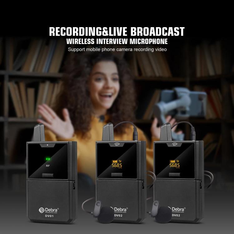 DEBRA DV-01 Wireless Lavalier Microphone TX & RX Outdoor Interview Live Broadcast