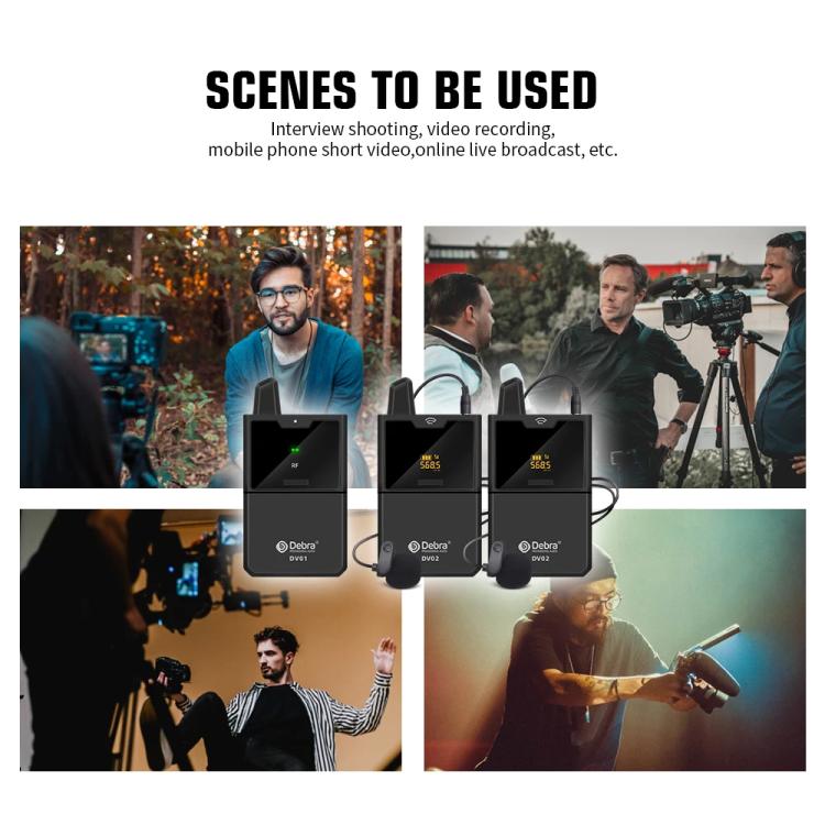 DEBRA DV-01 Wireless Lavalier Microphone TX & RX Outdoor Interview Live Broadcast