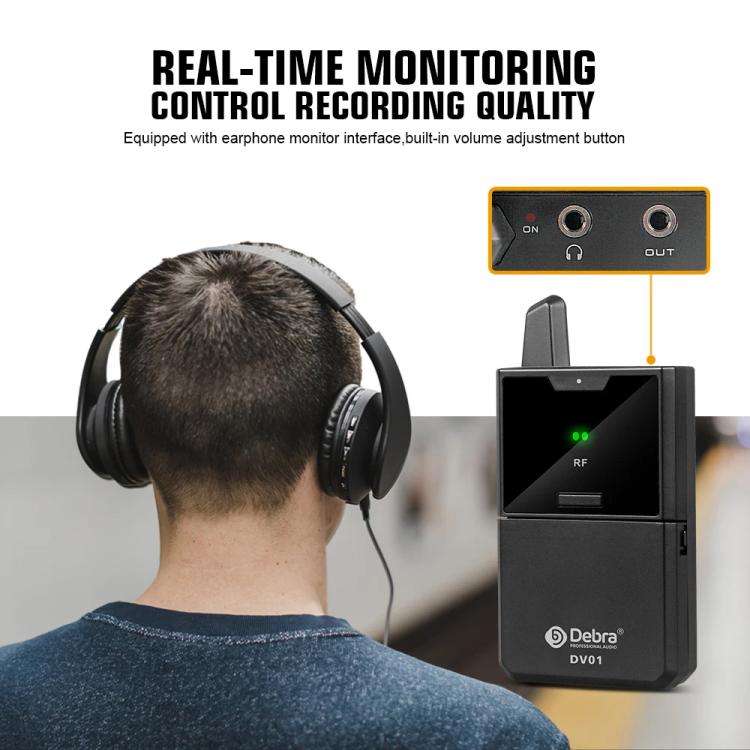 DEBRA DV-01 Wireless Lavalier Microphone TX & RX Outdoor Interview Live Broadcast