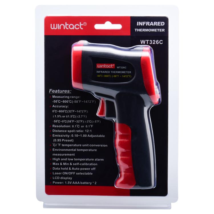 Wintact WT326C Portable Infrared Thermometer, Measuring Range: -50 to 800 Degrees Celsius