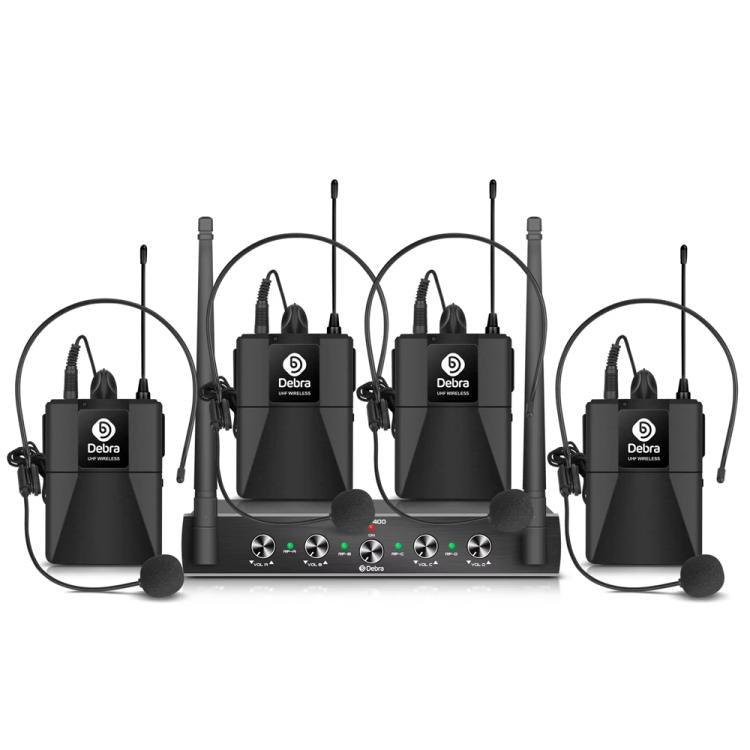DEBRA AU-400 UHF Wireless Microphone System 4-in-1 for Performance Conference KTV
