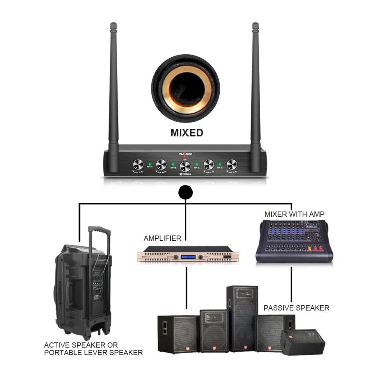 DEBRA AU-400 UHF Wireless Microphone System 4-in-1 for Performance Conference KTV