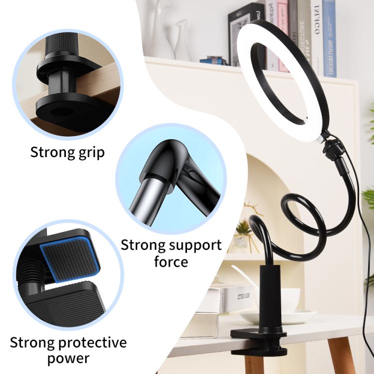8 inch Striped Selfie Live Streaming Photography Lazy Stand LED Ring Fill Light Set
