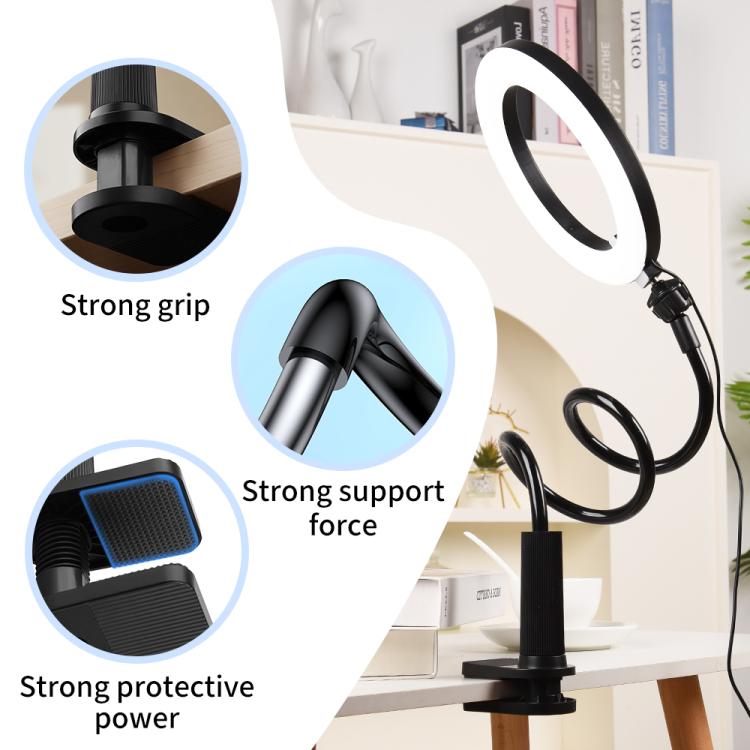 10 inch Striped Selfie Live Streaming Photography Lazy Stand LED Ring Fill Light Set