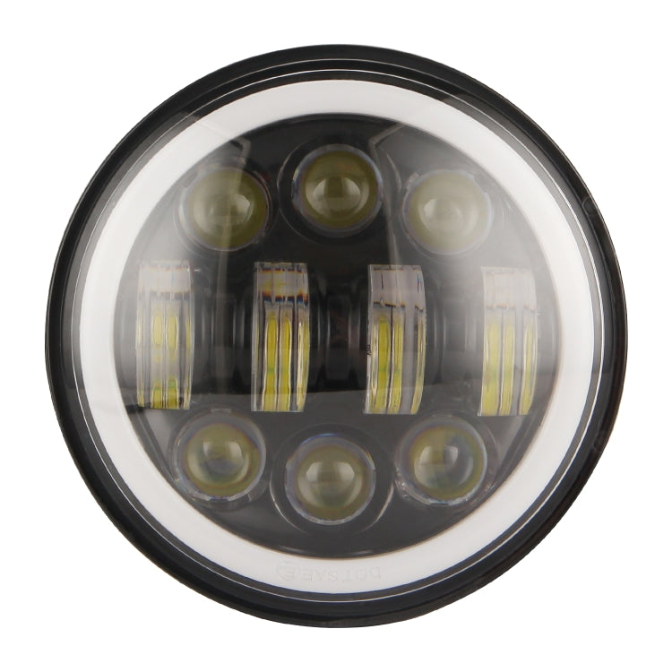 EagleVision DC9-30V 35W 6000K 4000LM 5.75 inch Round Motorcycle 6LEDs Headlight with Angel Eye for Harley-Davidson, 6LEDs