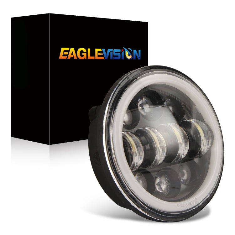 EagleVision DC9-30V 35W 6000K 4000LM 5.75 inch Round Motorcycle 6LEDs Headlight with Angel Eye for Harley-Davidson, 6LEDs