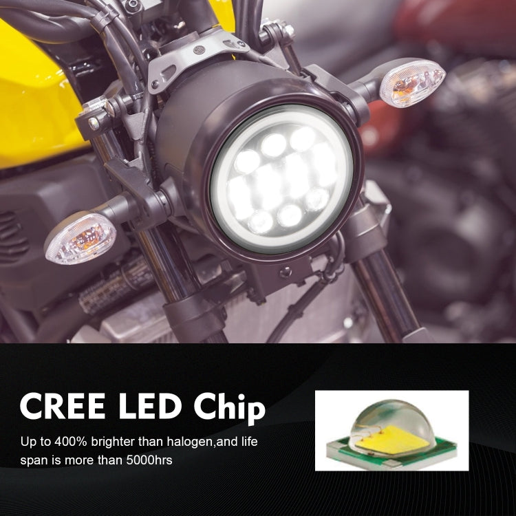 EagleVision DC9-30V 35W 6000K 4000LM 5.75 inch Round Motorcycle 6LEDs Headlight with Angel Eye for Harley-Davidson, 6LEDs
