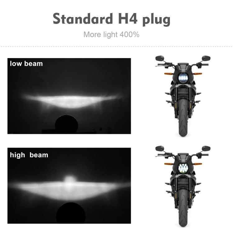 EagleVision DC9-30V 35W 6000K 4000LM 5.75 inch Round Motorcycle 6LEDs Headlight with Angel Eye for Harley-Davidson, 6LEDs