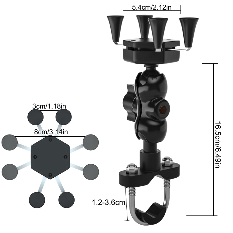 WUPP CS-1133A1 Motorcycle Four-claw X Shape Adjustable Mobile Phone Holder Bracket, Double Tap Buckle Version, CS-1133A1