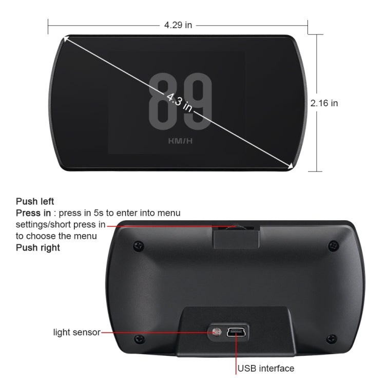 T800 Car HUD Head-up Display GPS Speed Display Speed / Voltage Alarm Altitude Display, T800