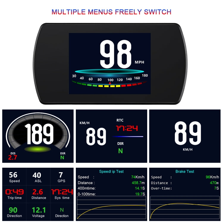 T800 Car HUD Head-up Display GPS Speed Display Speed / Voltage Alarm Altitude Display, T800