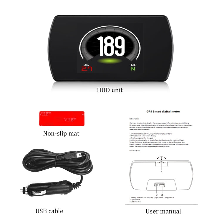 T800 Car HUD Head-up Display GPS Speed Display Speed / Voltage Alarm Altitude Display, T800