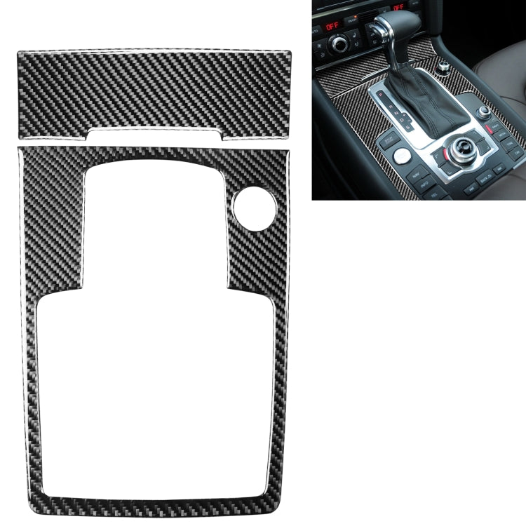 2 in 1 Car Carbon Fiber Gear Panel + Cigarette Lighter Decorative Sticker for Audi Q7 2008-2015, Gear Panel + Cigarette Lighter