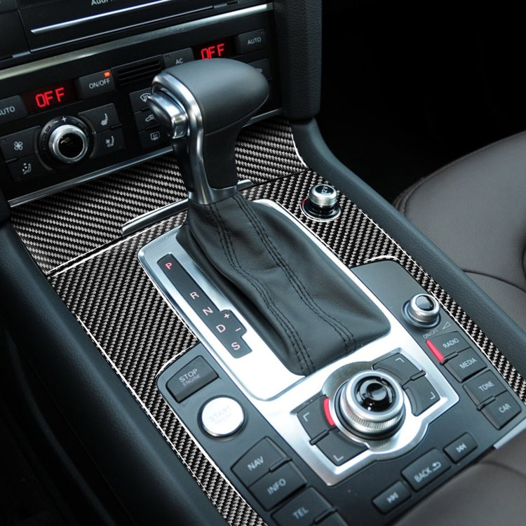2 in 1 Car Carbon Fiber Gear Panel + Cigarette Lighter Decorative Sticker for Audi Q7 2008-2015, Gear Panel + Cigarette Lighter
