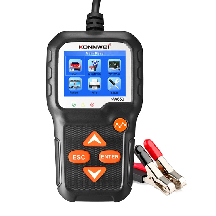 KONNWEI KW650 6V- 12V Car Motorcycle Battery Lawn Mower Detector with 2.4 inch Color Display & Waveform Graph, KW650