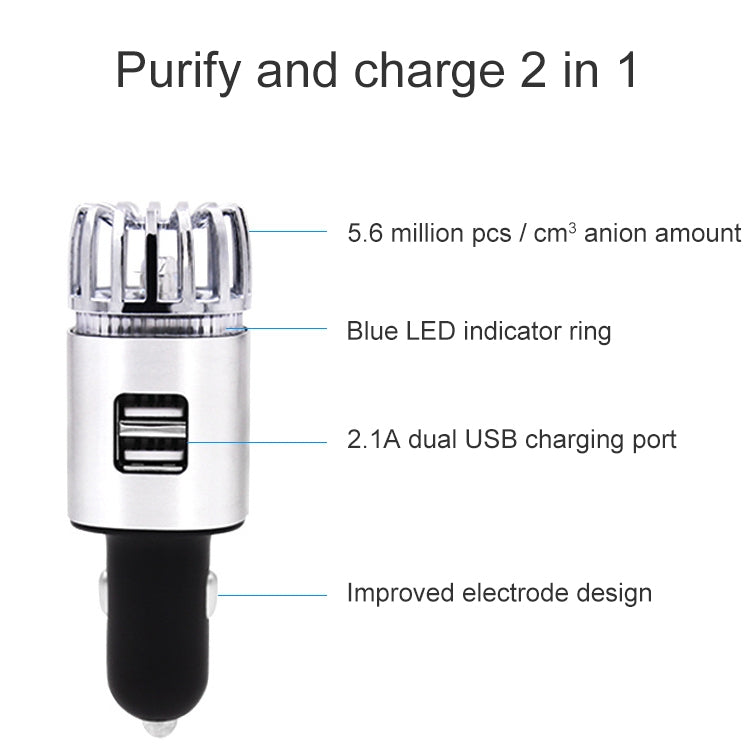 2 in 1 Car Negative-ion Aromatherapy Air Purifier Humidifier + Dual USB Port Car Charger