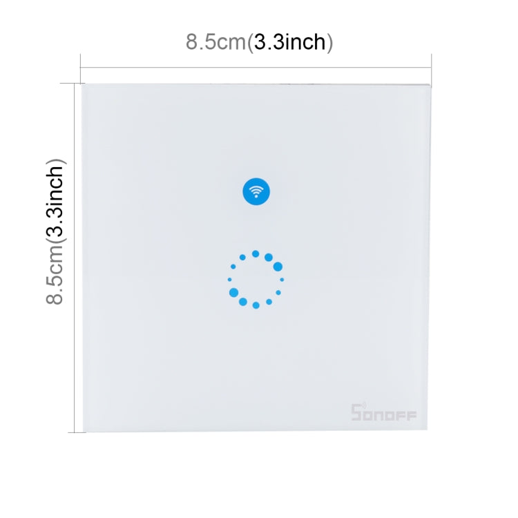 Sonoff Touch 86mm 1 Gang Tempered Glass Panel Wall Switch Smart Home Light Touch Switch, Compatible with Alexa and Google Home, AC 90V-250V 400W 2A, 86mm