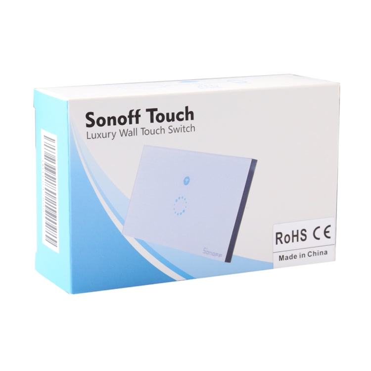 Sonoff Touch 120mm 1 Gang Tempered Glass Panel Wall Switch Smart Home Light Touch Switch, Compatible with Alexa and Google Home, AC 90V-250V 400W 2A, 120mm